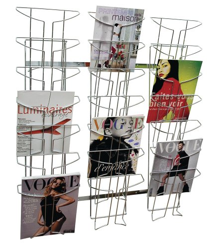 Alba A4 Wall Mounted 7 Tier 21 Pocket Literature Holder - Chrome