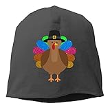 Glitter Rainbow Turkey Unisex Knit Hat Soft Stretch Beanies Skull Cap Hedging Cap Black