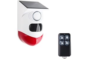 ‎CHATTHEN Chatthen WiFi Bewegungsmelder Alarm Outdoor, Solar Stroboskop Licht mit Fernbedienung, Tuya Wireless Alarmanlage Außen Wetterfest, 120db 24 Stunden 4 Modi für Haus, Bauernhof, Villa, Hof, Garten
