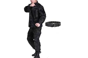 H WORLD SHOPPING H mundo compra hombres táctico BDU Chaqueta de uniforme de combate Camisa y pantalones traje para ejército militar Airsoft Paintball caza juego de guerra de camuflaje negro MCBK