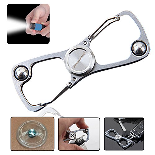 Preisvergleich Produktbild edc Hände Spinner zappeln Spielzeug – Flaschenöffner – Karabiner D-Ring Schlüsselanhänger – Bonus USB kostenpflichtig Mini Taschenlampe – langlebig Metall mit hoher glatten Speed Stress Relief Erwachsene Kinder, Büro Schreibtisch Gadget Silber Preis XES