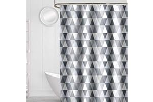 GONOVE Shower Curtain for Bathroom 240 x 200 cm Anti-Mould Mildew Resistant Waterproof Polyester Fabric Triangle Shower Curtain Liner Long Bath Curtain with Hooks, Washable and Weighted Hem