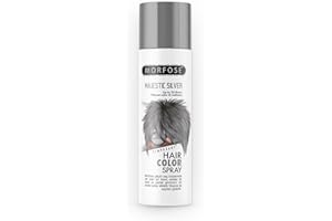 Morfose Majestic Silver Temporary Hair Color Spray 150ml - Spray teinture capillaire temporaire - Couleurs tendance et éclatantes avec tenue jusqu'à 24 heures, facile à enlever au lavage