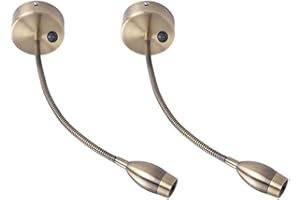 ZMH LED Lampes de lecture liseuse 3W applique murale lampe de chevet 3000K blanc chaud col de cygne applique murale en cuivre 360 ° lit lumière flexible lumière - 2 pcs Or