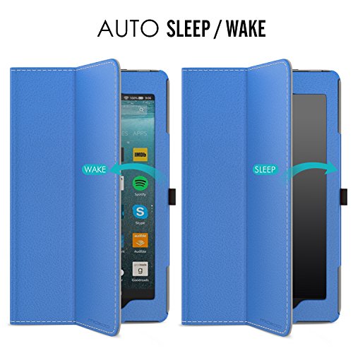 MoKo Hülle für All-New Amazon Fire 7 Tablet (7 Zoll – 7. Generation, 2017 Modell) – Kunstleder Ständer Schutzhülle Smart Cover mit Auto Sleep/Wake up Funktion, Stift-Schleife und Stanfunktion für das neue Fire 7 2017, Blau - 6
