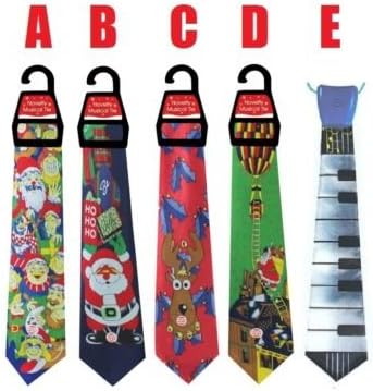 Men's Musical Christmas Tie, Reindeer Design, Plays "Jingle Bells" When Activated - High Quality