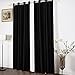 Songmics Gardine Vorhänge 2 Stück Verdunklungsvorhang Verdunklungsgardinen mit Ösen schwarz 145 x 245 cm LRB245H-2