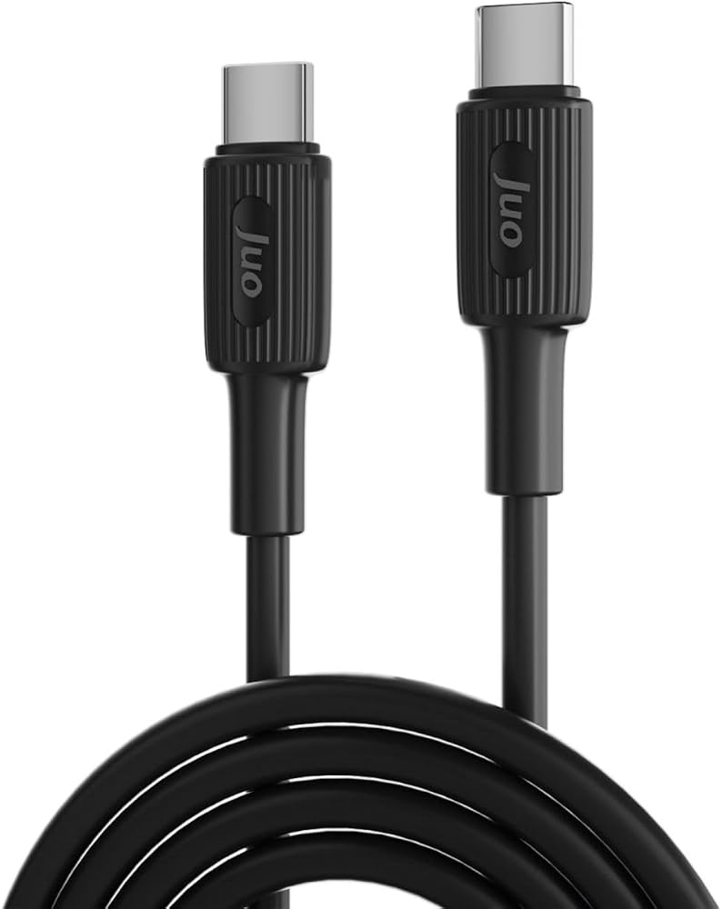 Juo 60W USB Type-C to Type-C Silikon Hızlı Şarj ve Data Kablosu Siyah 1 Metre