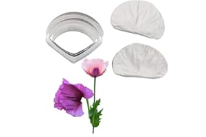VALINK Fleur Pétale Veiner Silicone Moules Acier Inoxydable Fondant Set Emporte-Pièces, Décoration Gâteau Toosl Coupe Biscuit Moule, Plats à Four Sugarcract Chocolat Pâte à - Coquelicot Set