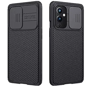 OnePlus 9 Case with Camera Cover,OnePlus 9 Slim Fit Thin Polycarbonate Protective Shockproof Cover with Slide Camera Cover, Upgraded Case for OnePlus 9 (Black)