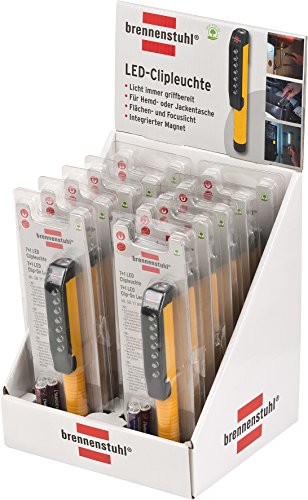 Brennenstuhl LED Inspektionsleuchte / handliche LED Arbeitsleuchte (Stiftleuchte batteriebetrieben, inkl. drehbarem Clip mit Magnet) Farbe: orange - 9