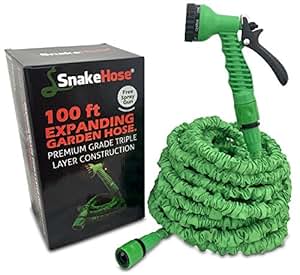 SnakeHose 100ft Expandable Hose Green Flexible Garden Hose Pipe Non
