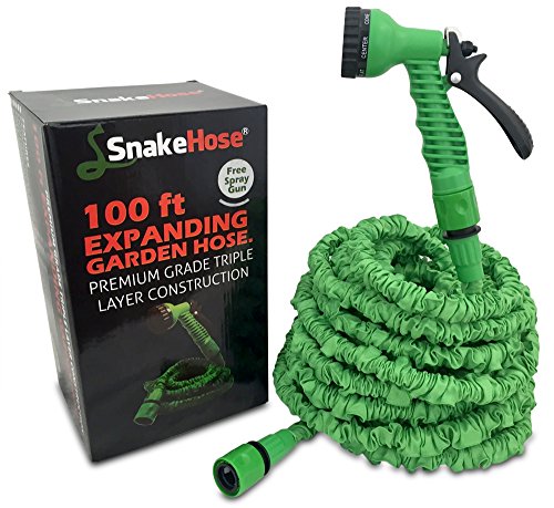 Preisvergleich Produktbild Bester flexibler Gartenschlauch flexiSchlauch Rohr Grün 30m - SnakeHose Erweiterung inklusive 7 - Einstellung Sprühpistolendüse und 2 Quick-Fit Steckverbinder mit Ersatz Waschmaschine und Anleitungsblatt . Hochdruckreiniger geeignet