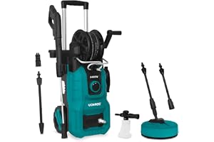 VONROC Högtryckstvätt 2 400 W – inklusive tryckregulator [180 bar] – högt flöde [420 l/h] rengöringsbehållare, aluminiumpump – V24-serien (V24-1-2400W) (V24-2)