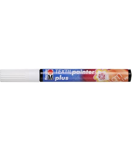 Marabu 01180003073 - Textiel Painter plus, zwart 073, lijndikte ca. 3 mm, textielstift voor lichte en donkere stoffen, op waterbasis, zachte grip, na fixatie wasbaar tot 40 °C