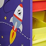 Relaxdays Kinderregal FUNNY Weltraum-Motiv, Aufbewahrungsregal, 9 faltbare Stoff-Boxen, HxBxT: ca. 63 x 65 x 30 cm, lila - 7