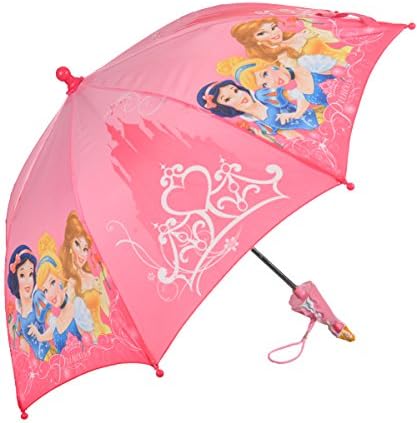 Disney Princess Girl's Pink Umbrella - Cinderella, Aurora and Snow White - 3D Rapunzel Handle