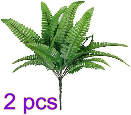 Peaux 2pcs Plastic Artificial Green Fern Grass Leaves Plant for Home Decor