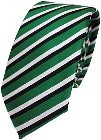 narrow TigerTie Designer tie necktie - green signal-green black white striped