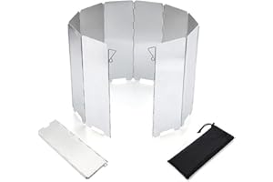 NAMIS Parabrisas Plegable para Camping Parabrisas Aluminio 10 Placas Parabrisas Estufa Protector de Viento para Cocina para Camping Estufa Gas Estufa Picnics Aire Libre BBQ