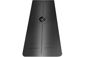 Ellylife Yoga Mat,Non-Tearable Exercise Mat,Rubber and Eco Material with Alignment Lines,Non Slip,with Free Carry Strap for Pilates, Sit-Ups, Stretching, Gymnastics, Meditation