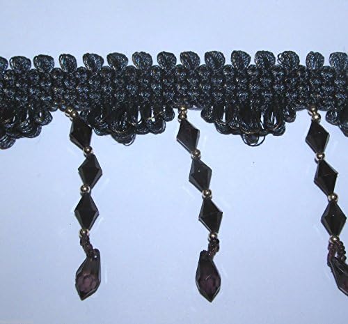 Designer Shaped Beaded Trim For Curtain Blind -Black / Navy £4.50 mt