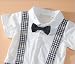 Baby Boy Wedding Christening Formal Wear Check Tuxedo Suit Romper Bodysuit Outfit Clothes (12-18 Months, White)