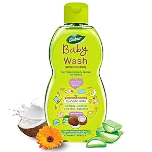 Dabur Baby Wash: pH 5.5 balanced with No Harmful Chemicals & Tear Free Formula |Contains Aloe Vera & Calendula |Hypoallergenic & Dermatologically Tested with No Paraben & Phthalates - 200 ml