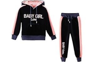 YFPICO Survêtement Fille Encapuchonné Ensemble de Sport Costume Jogging Sweatshirt et Pantalon Enfant Pull Hoodies Epais Tenue d'automne Hiver