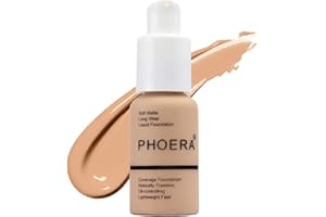 Glamza PHOERA Foundation Concealer Makeup Full Coverage Matte Brighten Long Lasting UK (104 BUFF BEIGE)