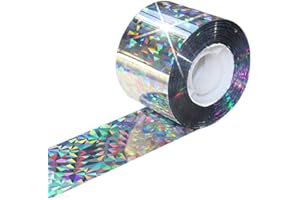 PONIZNO Nastro Repellente Antiuccelli Riflettente, Nastro Repellente Antiuccelli per spaventare Gli Uccelli, Dissuasore per Piccioni per Proteggere Balcone Orto Piante- Argento (4.8x80mm)