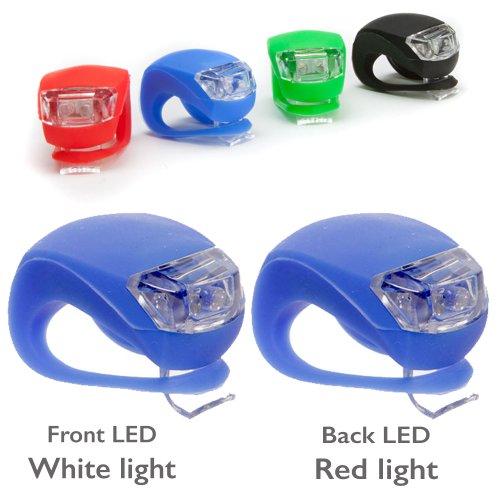 The Little Bodhi - Juego de linternas LED para bicicleta (2 unidades, 1 delantera, 1 trasera, clip, impermeables, 3 modos de luz), disponible en 5 colores azul azul