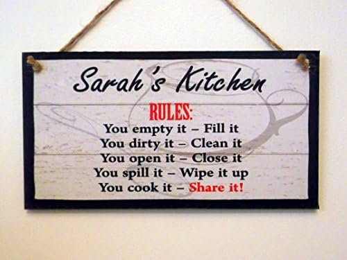 Personalised Decorative Wooden Plaque, Sign, Wall Hanging. "Kitchen Rules"