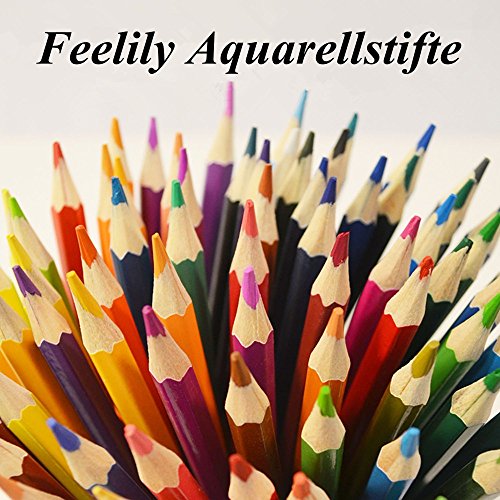 Feelily 72 Farben Aquarell Bleistift Set / Zeichnung Kunst Wasserlösliche Buntstifte Supplies Roll UP Waschbare Leinwand Bleistift wickeln für Artist Sketch, Aufrollbare Canvas Pencil Case Included - 2