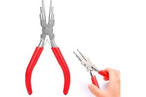 HASTHIP 6" Jewelry Pliers - Carbon Steel Round Nose Needle Nose Pliers For 3-10mm Rings DIY Wire Looper Jewelry Bail Pliers Jewelry Making Tools, Rubberized Handle Comfort Grip