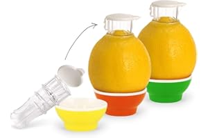 3 x Patent-Safti Zitronenpresse Zitronen-Ausgießer Orangen-Limetten-Zitronen-Entsafter Manuelle Saft-Presse Citruspresse (Gelb Orange Grün)