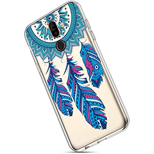 Ukayfe Case for Nokia 7 Plus, Transparent Flexible Silicone with Colour Pattern Design Ultra Thin Soft Crystal Clear TPU Rubber Protective Shockproof Phone Case Cover for Nokia 7 Plus-Dreamcatcher