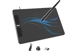 VEIKK VK640 Graphics Tablet,Digital Drawing Tablet 8192 Levels of Pressure Battery-Free Pen,Drawing Tablet with 6 Hot Keys,Perfect for Online Teaching,Beginner Drawers,​Digital Signature,OSU (Black)