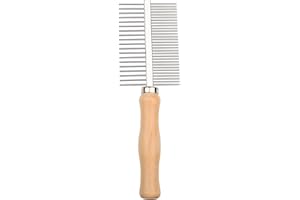 MFUOE Stainless Steel Pet Grooming Comb - Double Row Detangling Tool for Small, Medium and Large Dogs & Cats
