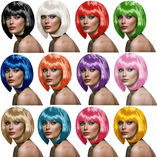 Bob Perücke Cabaret Pagen Langhaar Perücke für Karneval Pasching Party, Damen und Herren (Bob gelb)