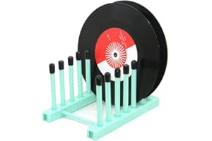 Pmsanzay - Support à disques vinyles - Support de rangement en plastique et silicone - Bleu - Pour disques de 30,5 cm et 17,8 cm - Peut contenir jusqu'à 6 albums LP