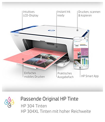 HP DeskJet 2630 Multifunktionsdrucker (Drucker, Scanner, Kopierer, WLAN, Airprint) mit 3 Probemonaten HP Instant Ink inklusive