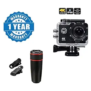 Drumstone 4K Action Sports Camera 170 Degree Wide Angle with 12X Telescope Phone Camera Lens for Oppo F5 & Vivo V9 Mobile