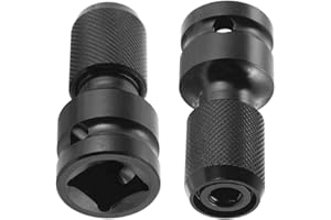 SPEACOUR 2 PCS Embout Boulonneuse a Choc en Acier Embout Visseuse Douille a Choc avec Accessoires Adaptateurs de Douille à Impact pour Adaptateurs de Douille 1/4" Hexagonales Tournevis(Noir)
