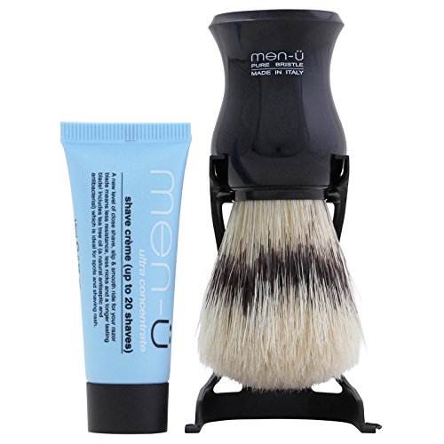 Men-U Barbiere Pure Bristle Shaving Brush and Stand - White