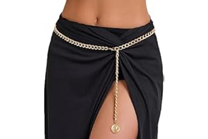 Zookey Catena a maglia in metallo Catena a catena con ciondolo a forma di moneta Catena a maglia dorata Catena a catena a forma di bikini Rave per donne e ragazze