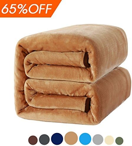 MEROUS Soft Warm Fleece Tan Queen Bed Blanket - Lightweight Fuzzy Cozy Couch Throw Blanket - 90 Inch by 90 Inch