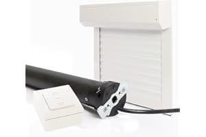 AVOSDIM.COM STORES, RIDEAUX, MOUSTIQUAIRES Volet Roulant Electrique Filaire Ajustable en Aluminium h120 x l120 cm- Coloris Blanc- Montage Facile , Pour Fenêtre