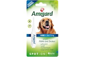 Amigard Spot-On 1er Pack für mittlere Hunde, gegen Zecken und Flöhe, 1 Monat Schutz, pflanzliche Wirkstoffe, ohne Parfüm und Konservierungsmittel, vegan