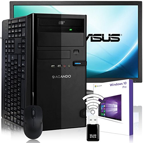 AGANDO Silent Allround & Multimedia PC-Komplettpaket | AMD FX-6300 6x 3.5GHz | GeForce GT710 2GB | 16GB RAM | 1000GB HDD | DVD-RW | 60cm (24") TFT | Tastatur | Maus | WLAN | Win 10 Pro | 36 Monate Garantie | Computer für Multimedia, Gaming, Büro/Office